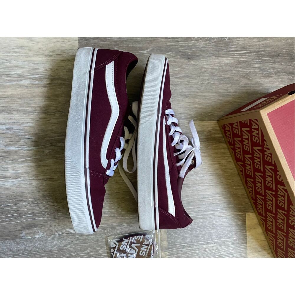 Vans Women's Sneakers 9.5 W Ward Canvas Lace Up Low Top Skateboarding Burgundy - Picture 4 of 9